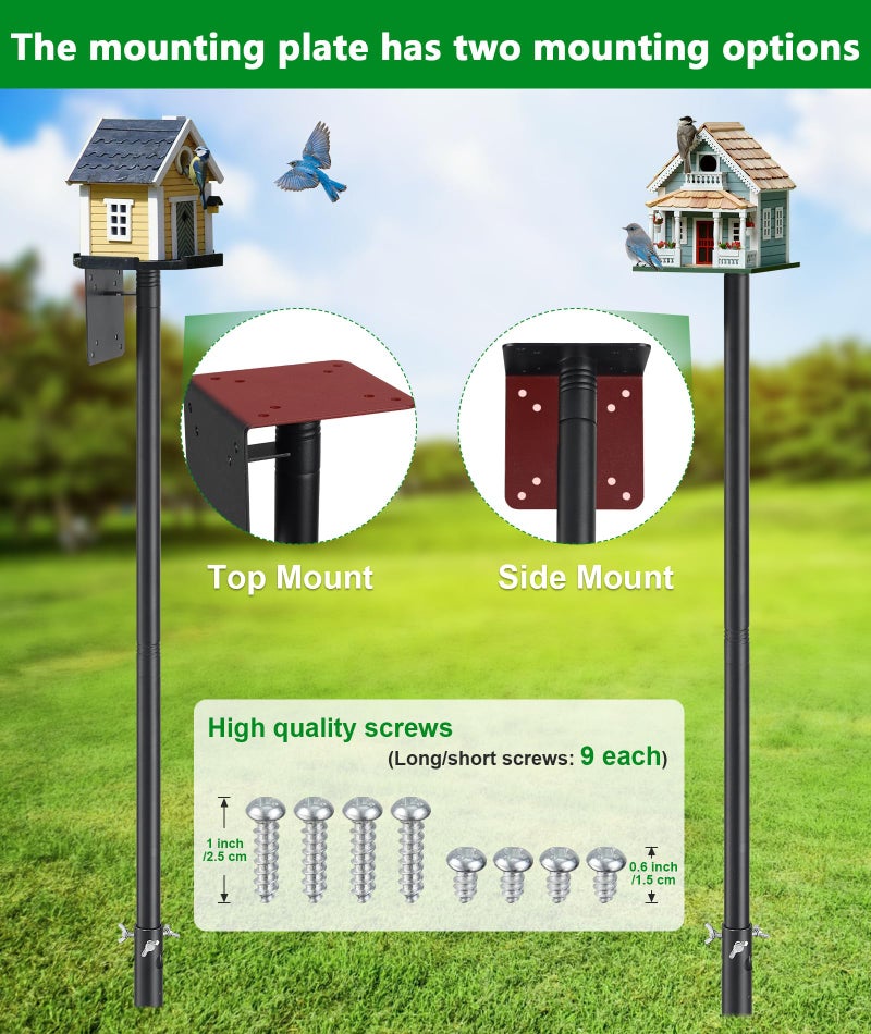 Keplrend Heavy Duty Bird Feeder Pole - 109 Inch Tall Adjustable Bird House Pole with Auger Base for Easy Install, 1 Inch Diameter Metal Mount Kit for Bluebird Houses, Hummingbird Feeders & Wildlife Watching - Image 4