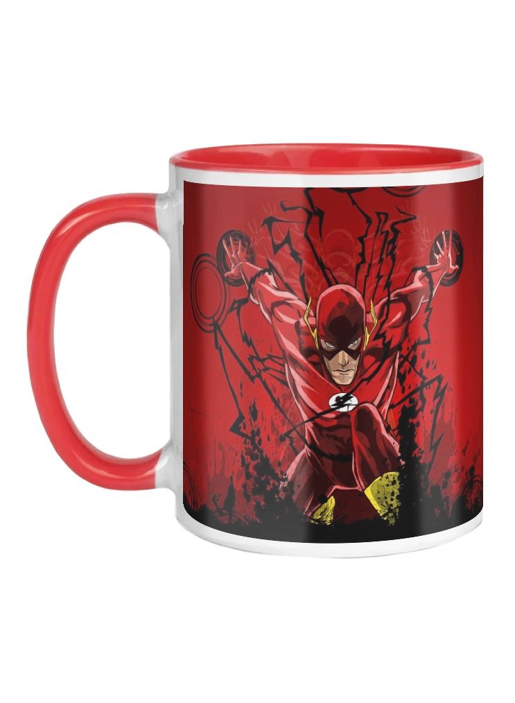 إم إي سي فلاش ديسيج يلتف حول الكوب المطبوع للقهوة بمقبض أحمر 11 أونصة - Image 1