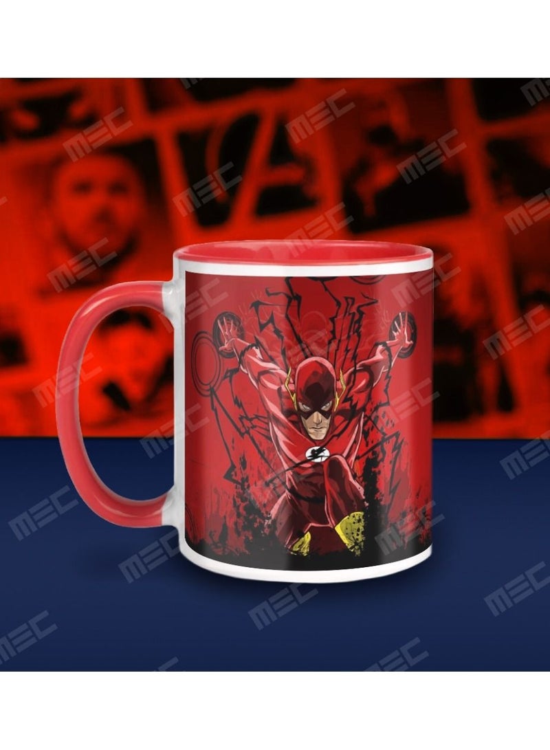 إم إي سي فلاش ديسيج يلتف حول الكوب المطبوع للقهوة بمقبض أحمر 11 أونصة - Image 3