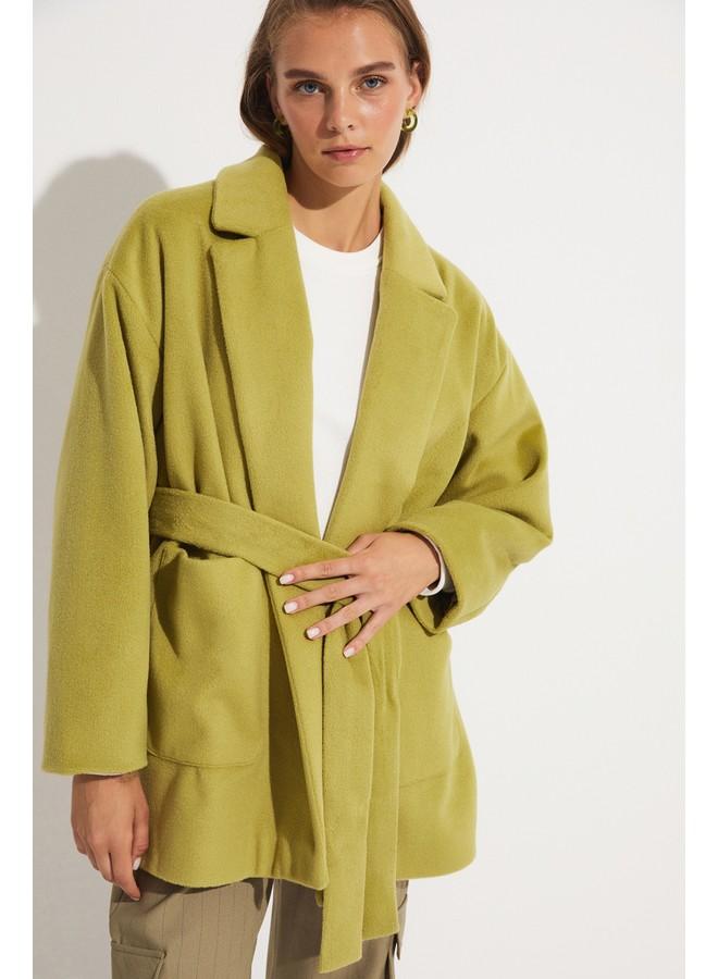 June Coat with Tie Detail Green - Image 1