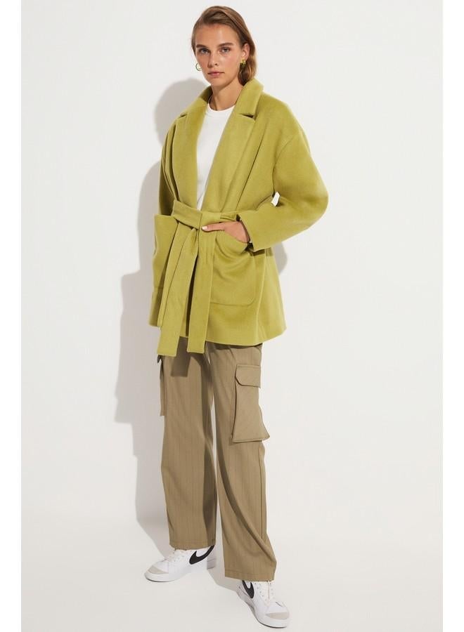 June Coat with Tie Detail Green - Image 3