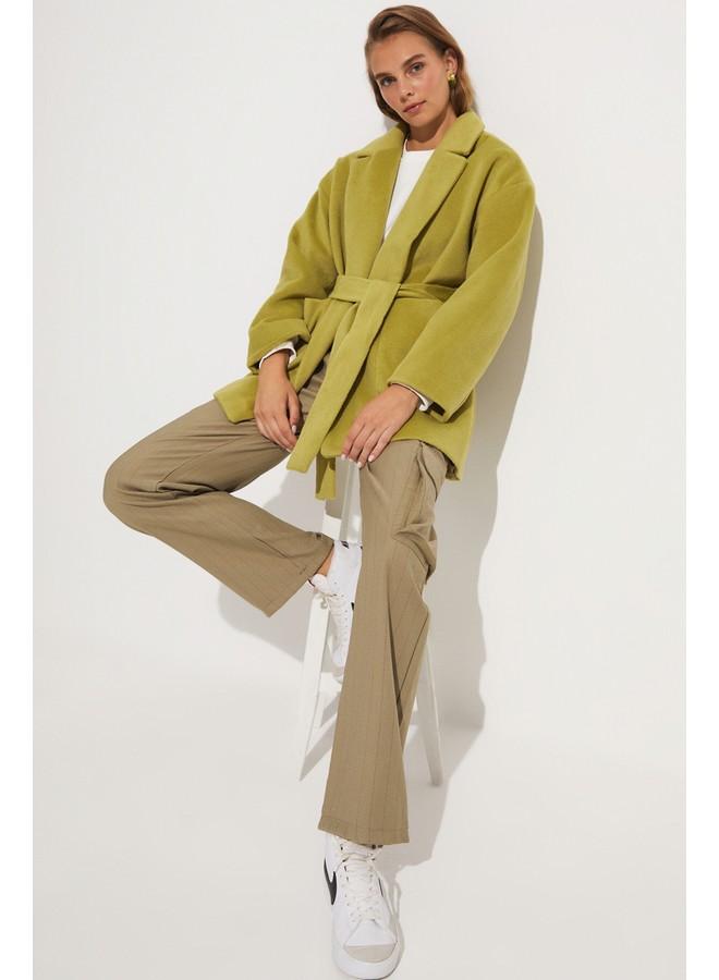 June Coat with Tie Detail Green - Image 4