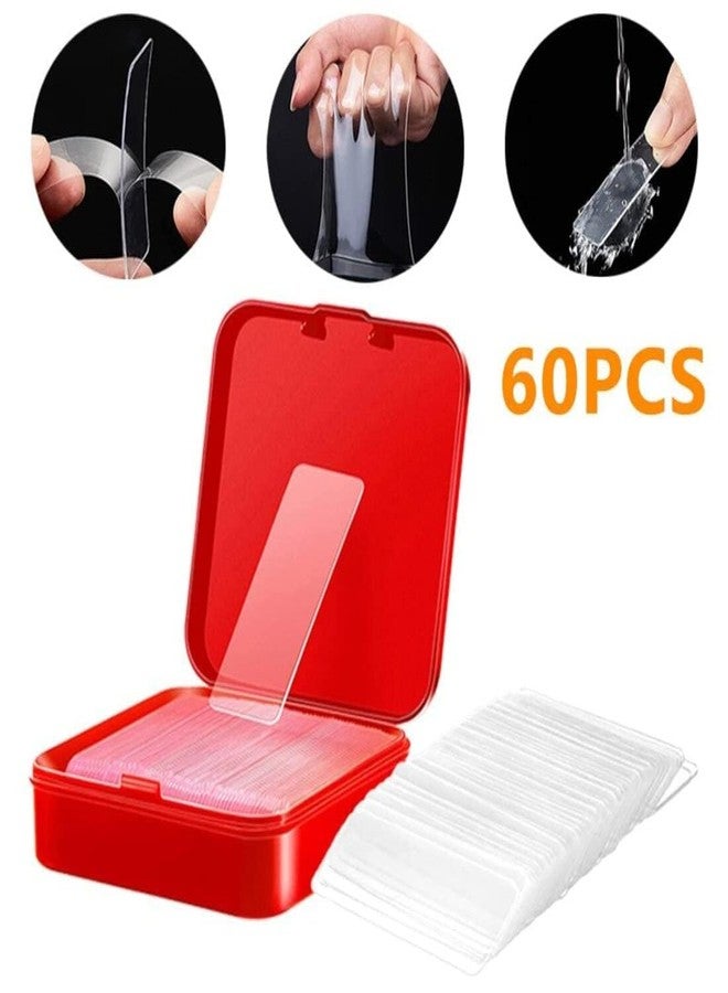 EXPORTTANZA Reusable Multifunctional Double Sided Adhesive Tape, 60 Pcs Double Sided Mounting Strong Sticky Wall Strips Transparent Tape Without Cropping, No Residue (60 Pcs) - Image 3