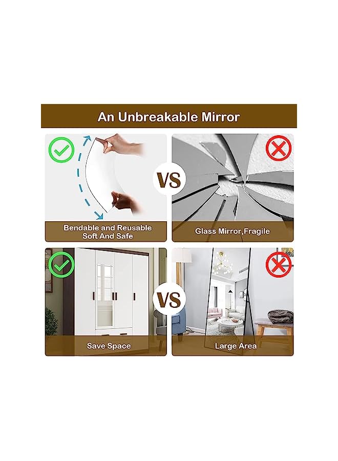 The Bros 4 قطع مرآة جدارية زجاجية بطول 30 * 30 سم - مرايا صالة رياضية منزلية للجدران الكبيرة - مرآة مثبتة على الحائط بدون إطار لمكتب المنزل وغرفة النوم وغرفة المعيشة والحمام وباب صالة الألعاب الرياضية - Image 2
