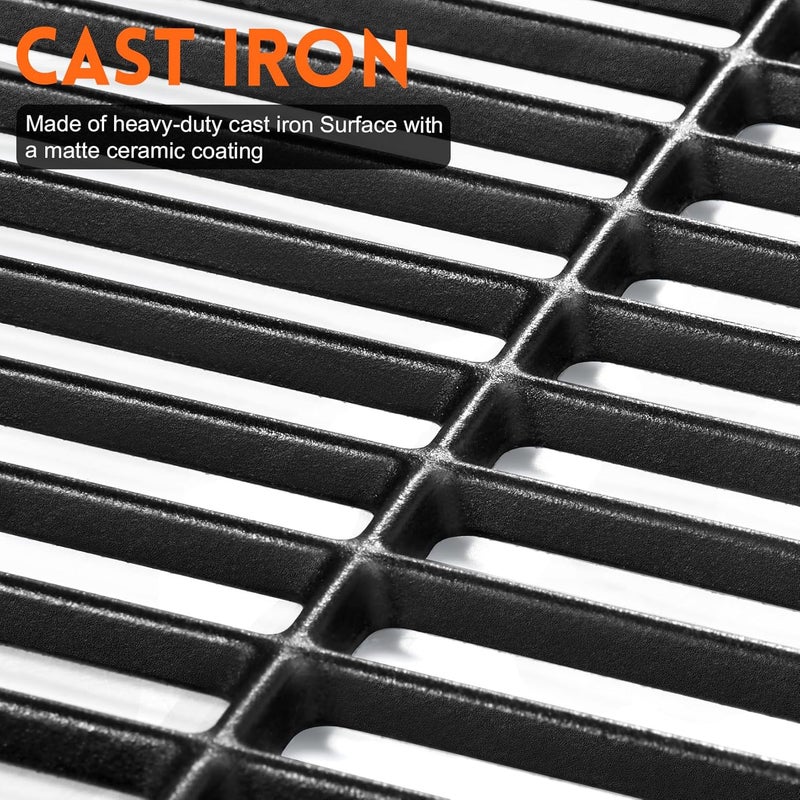GGC 17 Inch Grill Grates Replacement for Nexgrill 4 and 5 Burner 720-0830H, 720-0783E, 720-0670A, 720-888N, Kenmore 41516106210, Charbroil 463241113, 2PCS Cast Iron Cooking Grates(17" x 13 1/4" Each - Image 4