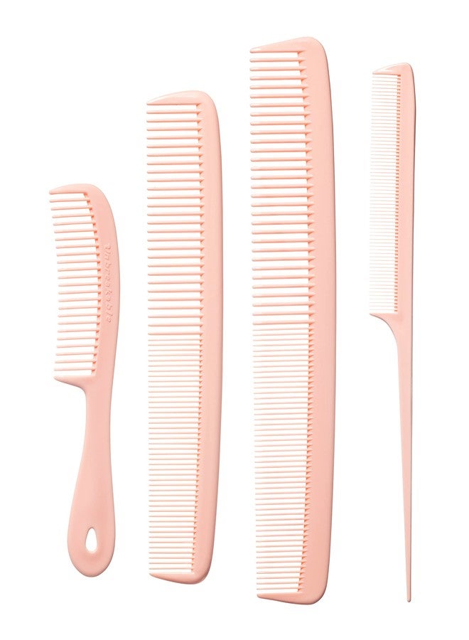 Mars Wellness 4 Piece Professional Comb Set Peach Pastel - USA MADE - Fine Pro Tail, Dresser Hair Comb Styling Comb - Premium Grade for Men and Women - Parting Teasing and Styling - Peach Pastel - Image 1