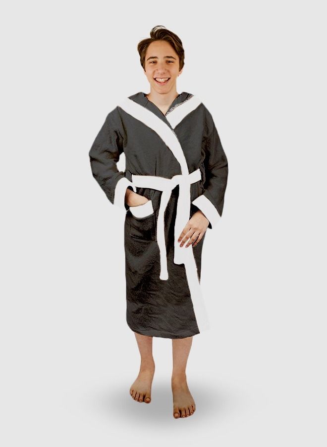 Banotex Kids Bathrobe Towel 100% Cotton Grey Color Kids Hooded Comfortable For Girls and Boys 1 Piece  - Image 1