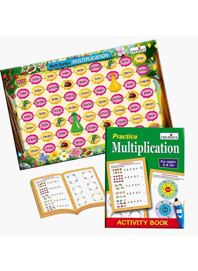 Creative's Creative's Practice Maths at Home- Multiplication |Multiplication and Repeated Addition | Maths Board Game with Activity Book to Reinforce The Subject of Multiplication at Home for Ages 5 & UP  - Image 2