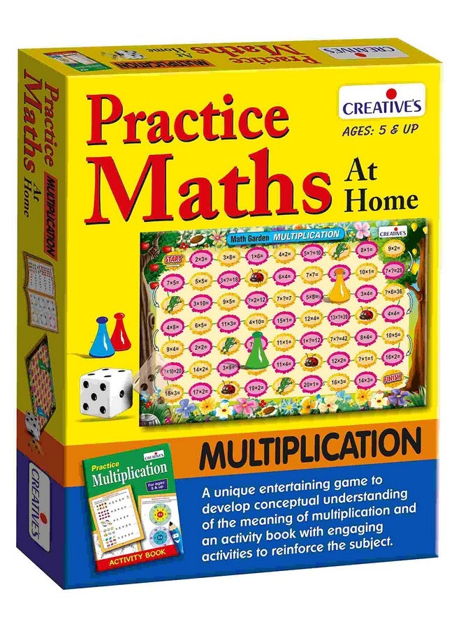 Creative's Creative's Practice Maths at Home- Multiplication |Multiplication and Repeated Addition | Maths Board Game with Activity Book to Reinforce The Subject of Multiplication at Home for Ages 5 & UP  - Image 1