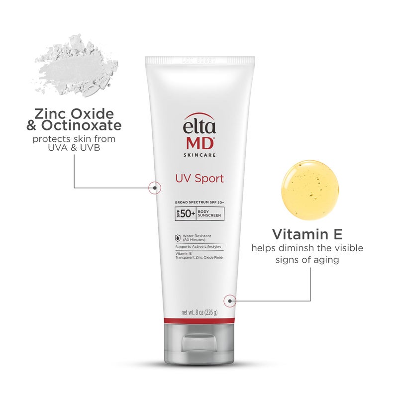 EltaMD UV Sport Sunscreen Lotion SPF 50 - Face and Body Sunscreen SPF 50, Water & Sweat Resistant, Zinc Oxide Formula for Active Lifestyles, 3 oz - Image 3