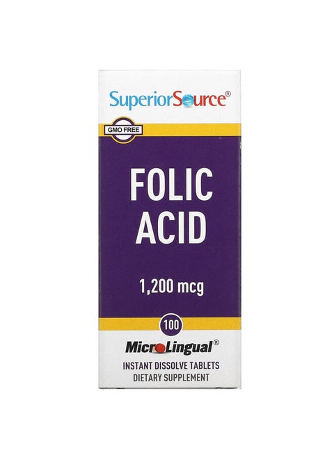Folic Acid, 1,200 mcg, 100 MicroLingual Instant Dissolve Tablets