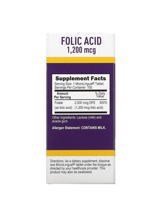 Superior Source Folic Acid, 1,200 mcg, 100 MicroLingual Instant Dissolve Tablets  - Image 3