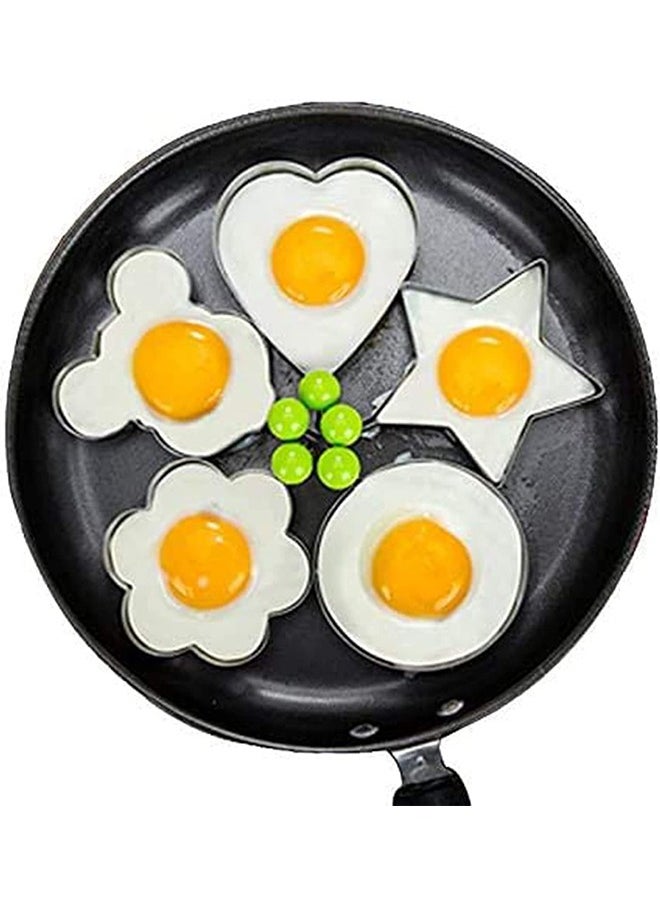 Generic Fried Egg Mold, Egg Ring Egg Shaper Stainless Steel Pancake Mold Kitchen Tool Pancake Rings, Egg Shaper Pancake Maker, For Breakfast English Muffins, Pancakes, Sandwiches, 5 PCS  - Image 2