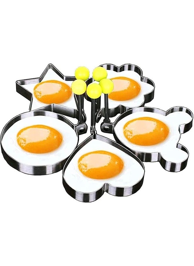 Generic Fried Egg Mold, Egg Ring Egg Shaper Stainless Steel Pancake Mold Kitchen Tool Pancake Rings, Egg Shaper Pancake Maker, For Breakfast English Muffins, Pancakes, Sandwiches, 5 PCS  - Image 3