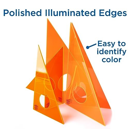 ALVIN - 4 inches Fluorescent Professional Acrylic Triangle Ruler 45/90 Degrees, Multipurpose Tool for Drafting, Design, and Architecture, Great for Machining and Woodworking - Image 3
