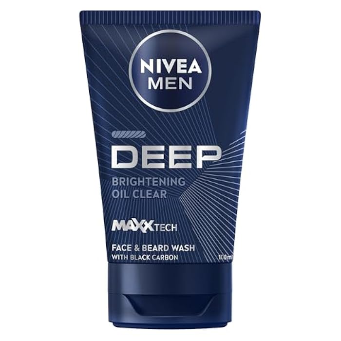NIVEA MEN Face & Beard Wash Cleanser, DEEP Active Charcoal, 100ml - Image 1