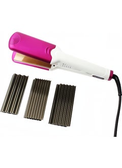 JINDIN Hair Crimper Iron with 4 Interchangeable Plates Crimping Iron for Women Volumizing Crimper Flat Iron for Short Long Hair 4 in 1 Plate Hair Straightener Curler 