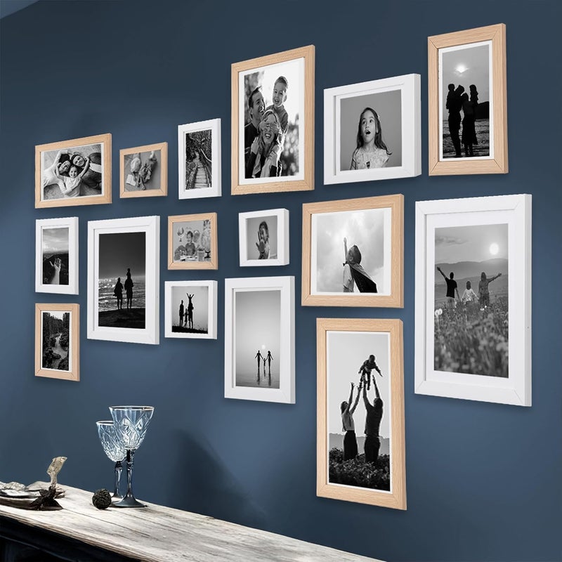 Dev Aastha Photo Frame Set of 16 Individual Wall Photo Frames/Wall Hanging For Home and Office Decoration Sizes (8 x 12, 8 x 10, 5 x 7, 4 x 6) (Beige and White) - Image 2