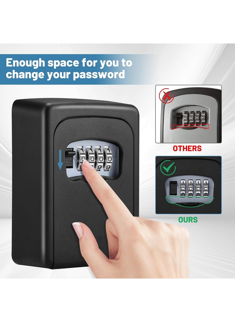 AMMIY - AMMIY Key Lock Box Wall Mounted4 Digit Combination Weatherproof Lockbox For Outside House5 Keys Large Capacity LockboxKey Safe Security Storage Lock Box With Resettable Code Black - Image 1