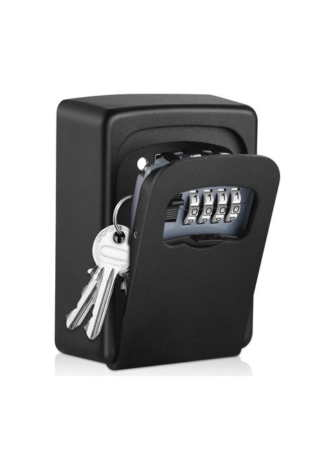 AMMIY Key Lock Box Wall Mounted4 Digit Combination Weatherproof Lockbox For Outside House5 Keys Large Capacity LockboxKey Safe Security Storage Lock Box With Resettable Code Black