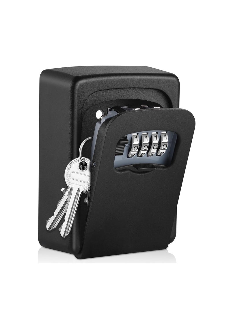 AMMIY - AMMIY Key Lock Box Wall Mounted4 Digit Combination Weatherproof Lockbox For Outside House5 Keys Large Capacity LockboxKey Safe Security Storage Lock Box With Resettable Code Black - Image 1