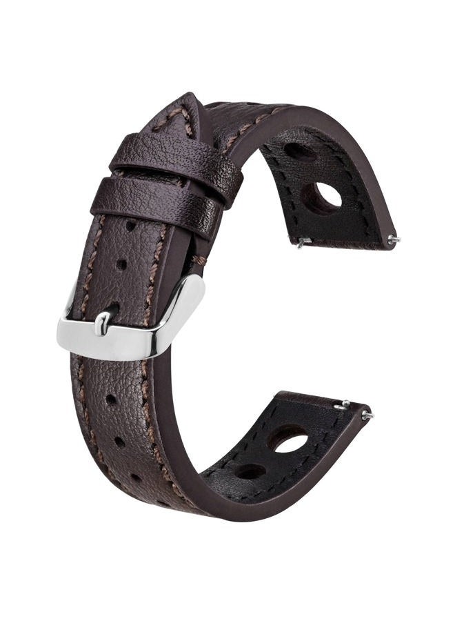 BISONSTRAP Rally Watch Bands, Shrunken Leather Watch Straps for Men, 20mm, Black Coffee with Silver Buckle - Image 1