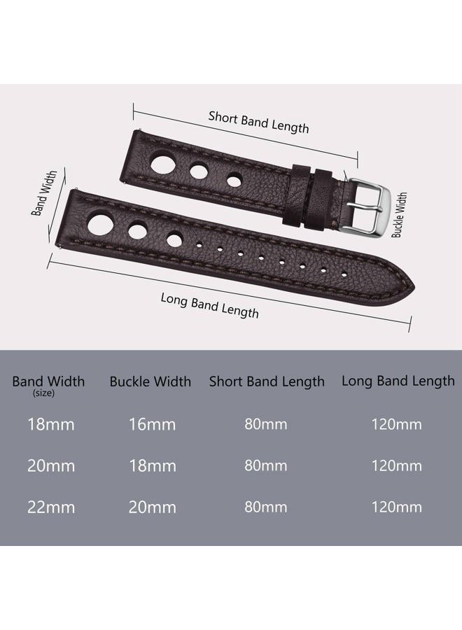 BISONSTRAP Rally Watch Bands, Shrunken Leather Watch Straps for Men, 20mm, Black Coffee with Silver Buckle - Image 5