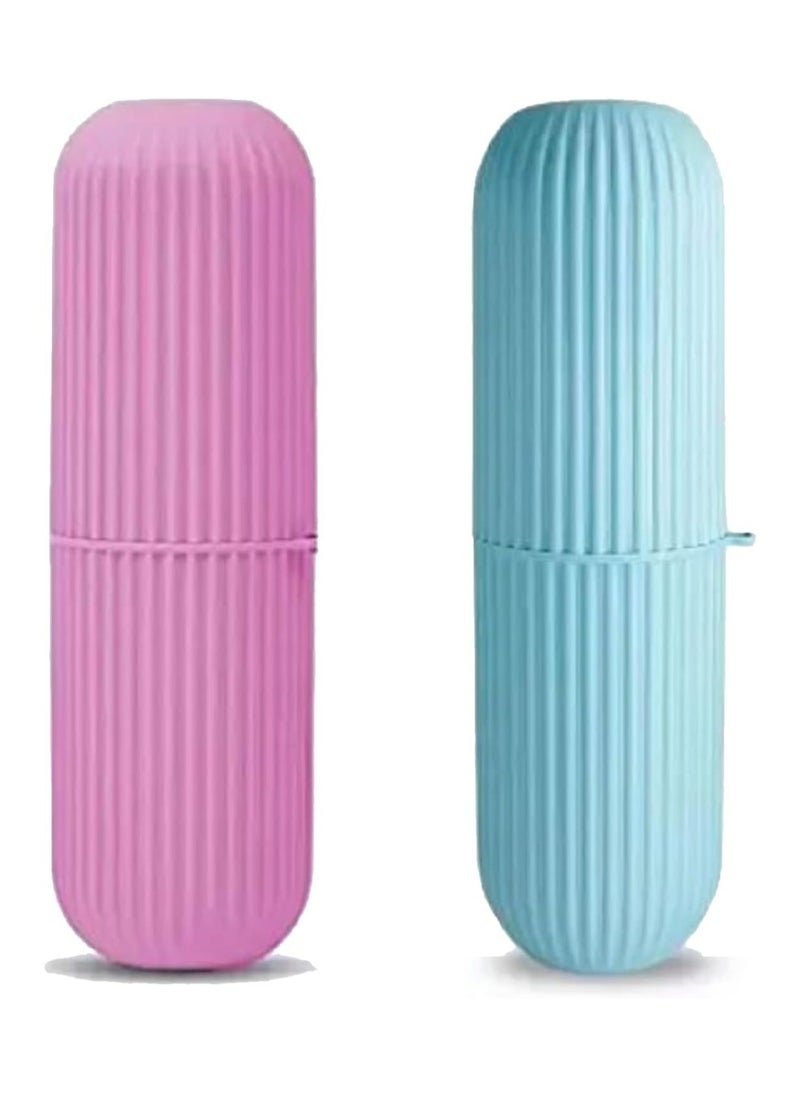 LIMITLESS Travel Toothbrush Holder Case Set Kids Women Men Travel Container Toothbrush Holders With Picking Sling Gargle Cup Toothbrush Protector Storage Traveling Camping Business Trip (Assorted Color)  - Image 1