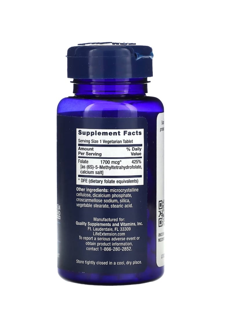 Life Extension Optimized Folate 1700 mcg DFE 100 Vegetarian Tablets - Image 2