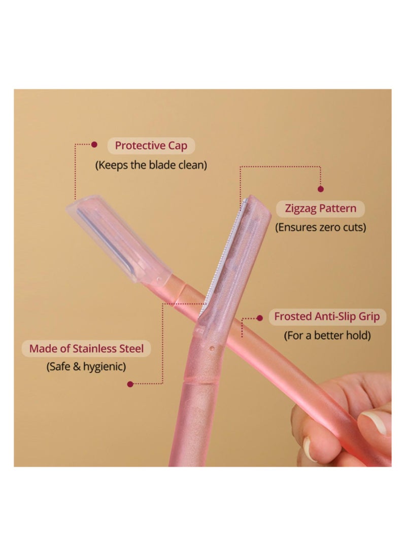 CARMESI Carmesi Reusable Face Razor for Women Facial Hair- 3 Razors | Instant & Painless Hair Removal | For Eyebrows, Upper Lip, Forehead, Peach Fuzz, Chin and Sideburns | Dermaplaning Tool  - Image 3