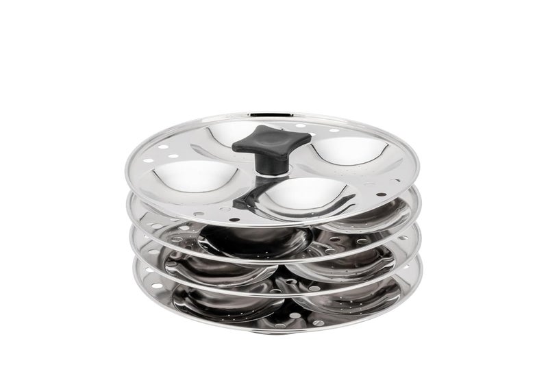 KLASSI KICHEN Stainless Steel Idli Pot with Steamer , Glass Lid Induction & Standard Idli Maker (4 Plates , 16 Idlis )-5.0 litre||Vegetable steamer||Momo maker||Cooking Pot||Idli Cooker with Glass Lid||Heavy Gauge Stainless Steel||Dish washer Safe Cookware - Image 4
