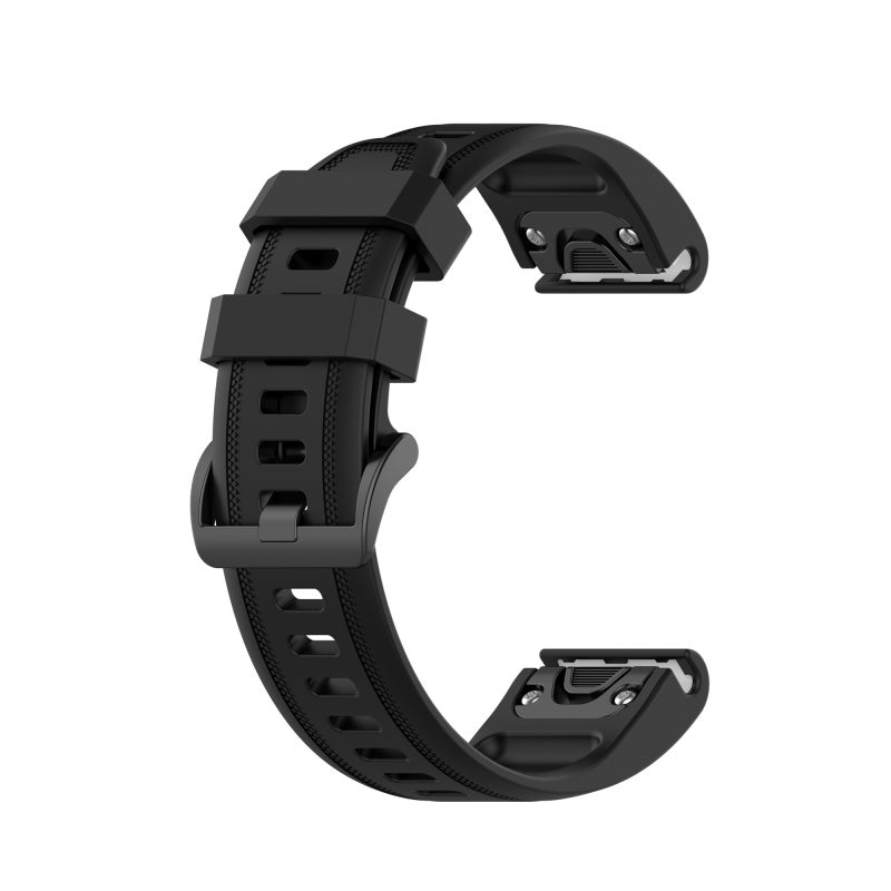 S-TOP For Garmin Fenix 7S Pure Color Silicone Watch Band(Black) - Image 1