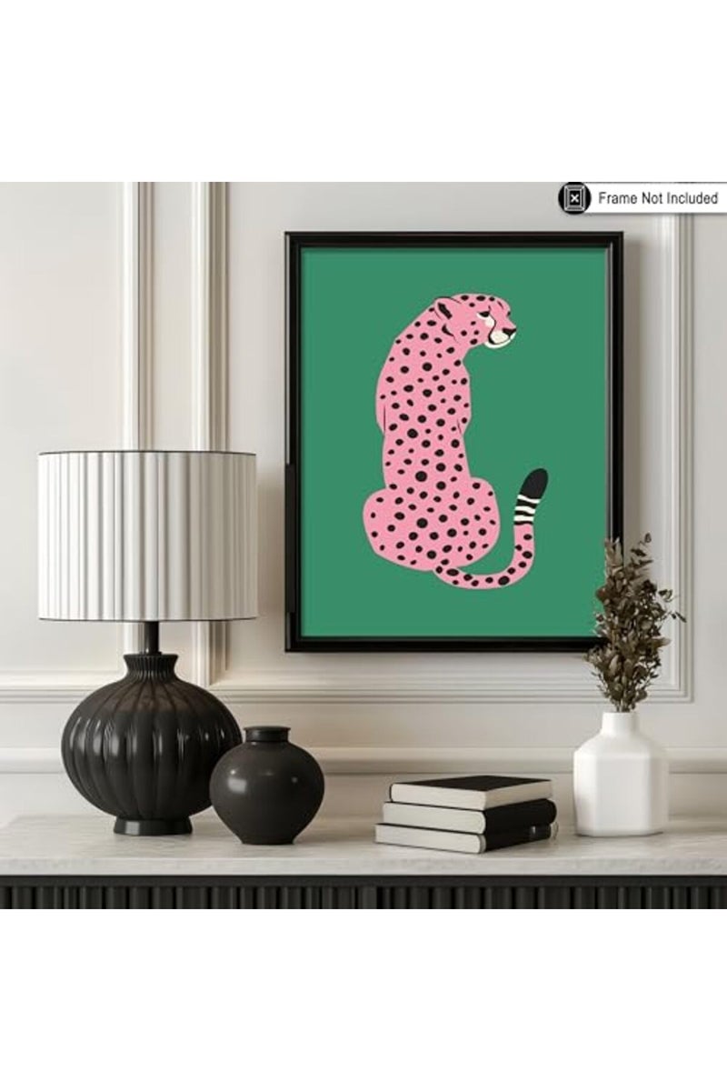 Poster Master Cheetah Poster - Pink Cheetah Print - Leopard Art - Pop Art - Gift for Men, Women & Animal Lover - Minimal Decor for Bedroom, Living Room, Kid's Room or Nursery - 11x14 UNFRAMED Wall Art - Image 3