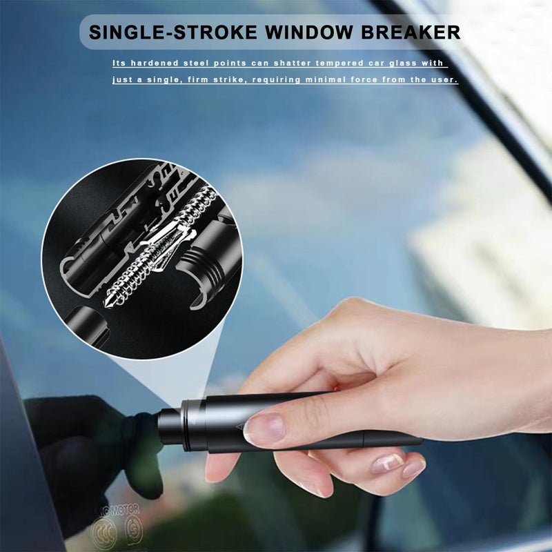 ACEBON 2-in-1 Emergency Car Escape Tool - Spring-Loaded Window Breaker & Seatbelt Cutter, Compact Lifesaver for Families, Portable Keychain Design (Blue) - Image 4