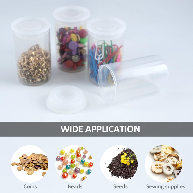 Quacc 12 PCS Clear Film Canisters with Lids, Film Canister Rocket Tube for Science Art Project, Empty Small Film Cans Sewing Storage Case Containers for Supplement Bead Fish Hook - Image 3