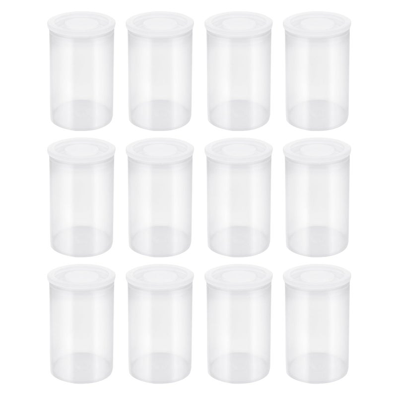 Quacc 12 PCS Clear Film Canisters with Lids, Film Canister Rocket Tube for Science Art Project, Empty Small Film Cans Sewing Storage Case Containers for Supplement Bead Fish Hook - Image 1