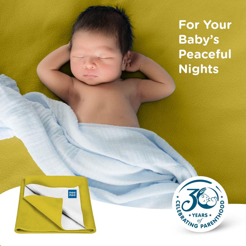 mee mee Mee Mee Reusable Water Proof Cotton Bed Protector Sheet/Extra Absorbent Mat/Dry Sheets/Urine Sheet/Dry Mat(Small, Olive Green)(50CmX70Cm)  - Image 4