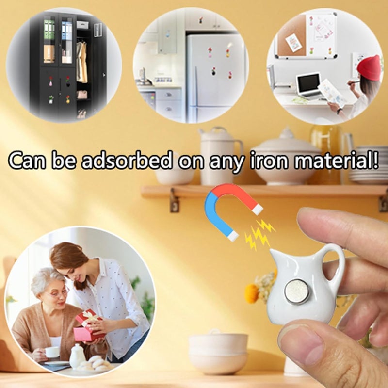 HZYH 8 Pack Mini Vase Magnets for Fridge, Small Ceramic Plant Refrigerator Magnets, 3D Decorative Vases for Kitchen Office Home Décor - Image 3