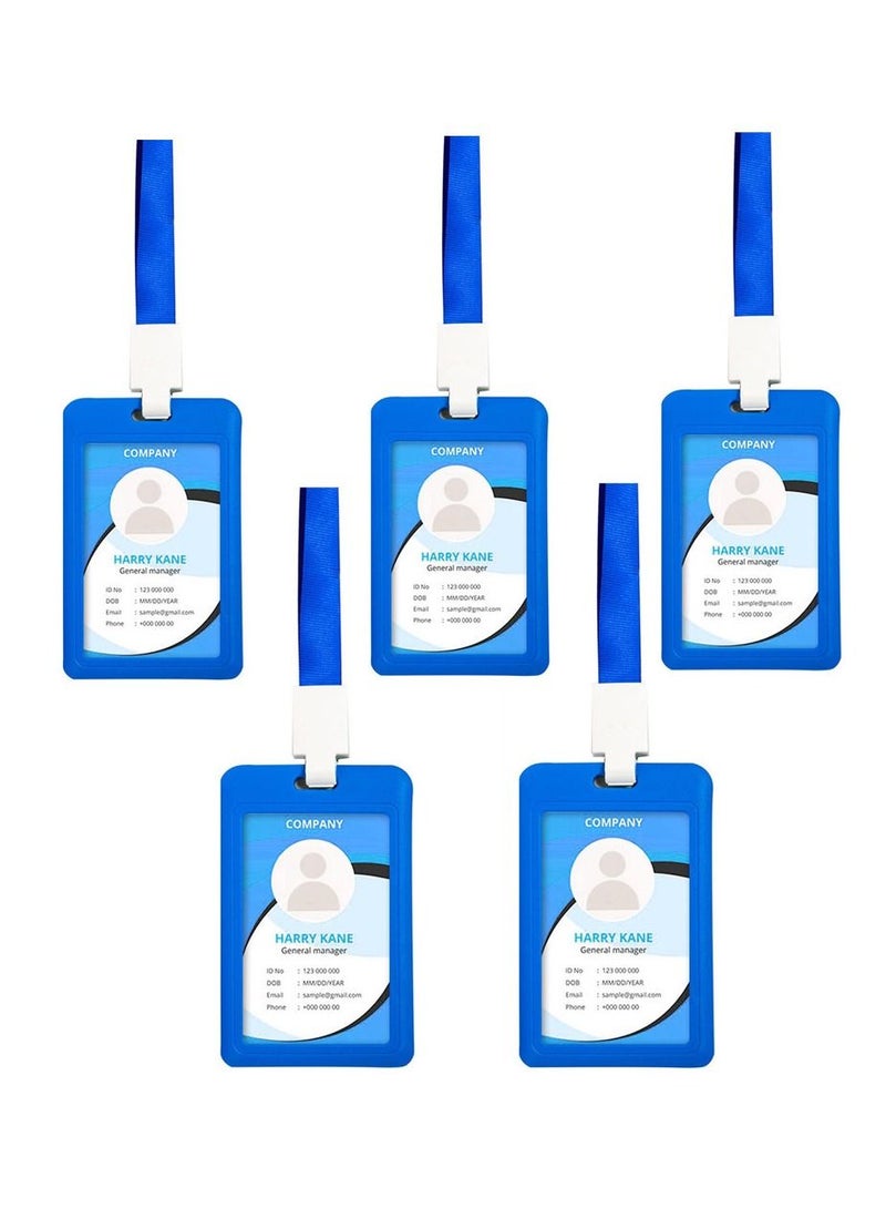 5 Packs Badge Holder with Lanyard ID Card Holder for Badges Clear Name Tag Holder Work Badge Holder - Image 1