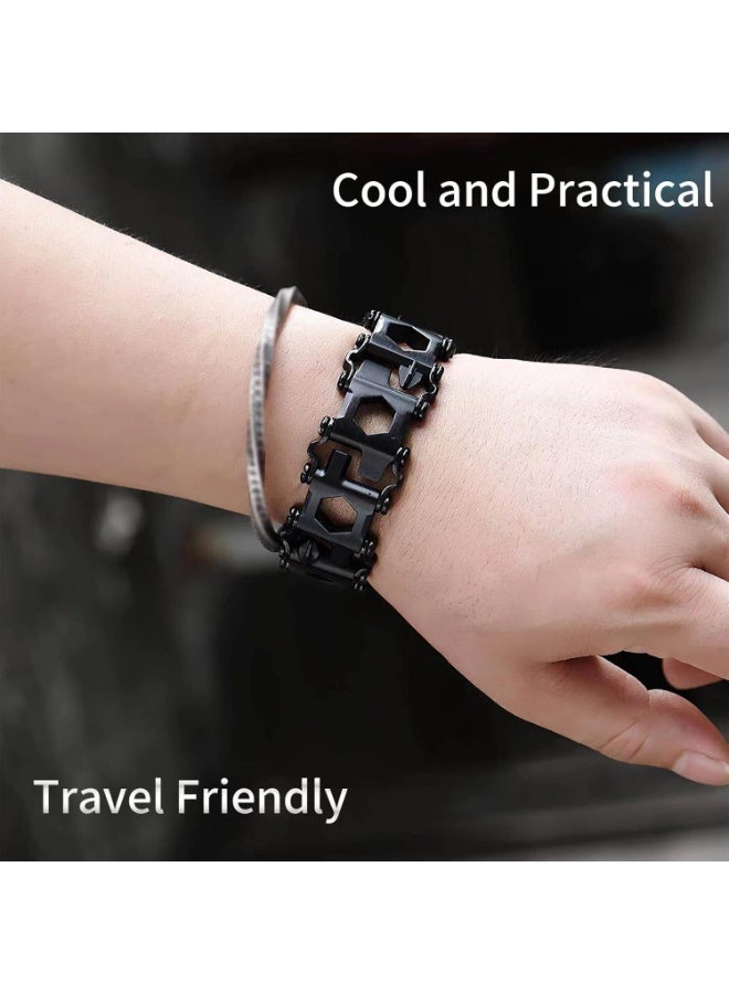 Soofam Multitool Bracelet for Men, 29 in 1 Tools Stainless Steel Multifunctional Bracelet, Travel Friendly, Multitool Survival Bracelet Suitable for Sailing Travel Camping Hiking - Black - Image 5