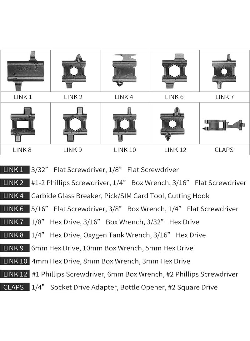 Soofam Multitool Bracelet for Men, 29 in 1 Tools Stainless Steel Multifunctional Bracelet, Travel Friendly, Multitool Survival Bracelet Suitable for Sailing Travel Camping Hiking - Black - Image 3