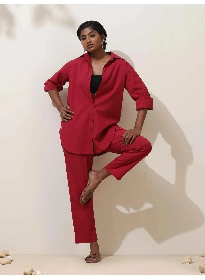 trueBrowns trueBrowns Maroon Cotton Co-Ord Set