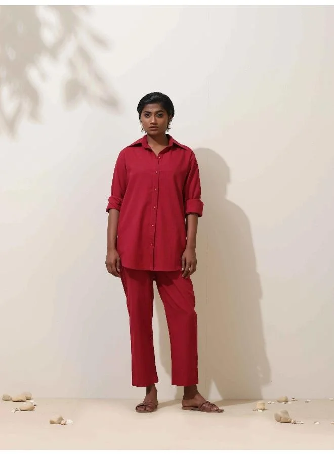 trueBrowns trueBrowns Maroon Cotton Co-Ord Set