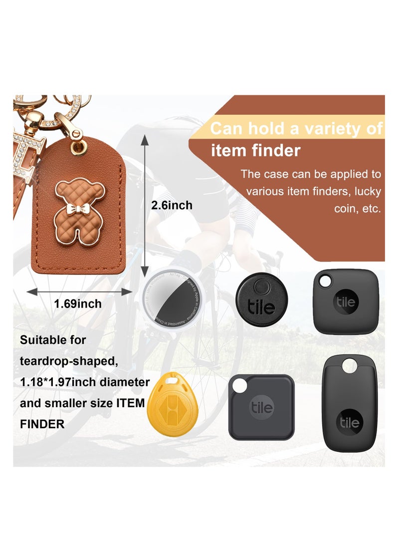 2 Pack Leather Case for AirTag Holder with Keychain, Hidden Waterproof Case for AirTag with Key Ring, GPS Tracker Protective Cover for AirTag for Key Wallet Travel, Anti-Lost Secure (Black, Brown)