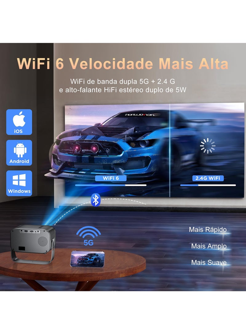 1080P HD Android Portable Projector 360 Degree Rotating with Stand for Home Office and Outdoor Use - Image 5