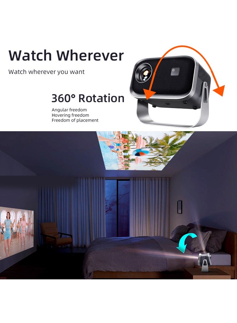 1080P HD Android Portable Projector 360 Degree Rotating with Stand for Home Office and Outdoor Use - Image 3