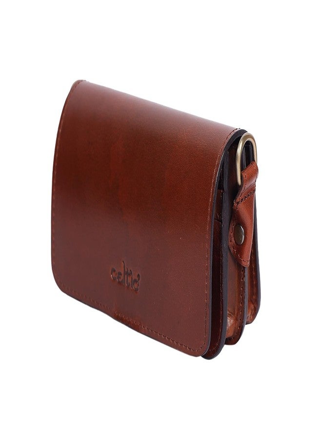 Celtic Compact Genuine Leather Triple-Compartment Sling Clutch - Image 5