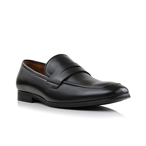 Ferro Aldo Dylan Men's Classic Penny Loafer | Slip-on Dress Shoe in Vegan Leather for Business, Formal & Casual | MFA19671B | in Black, Size 7 - Image 1