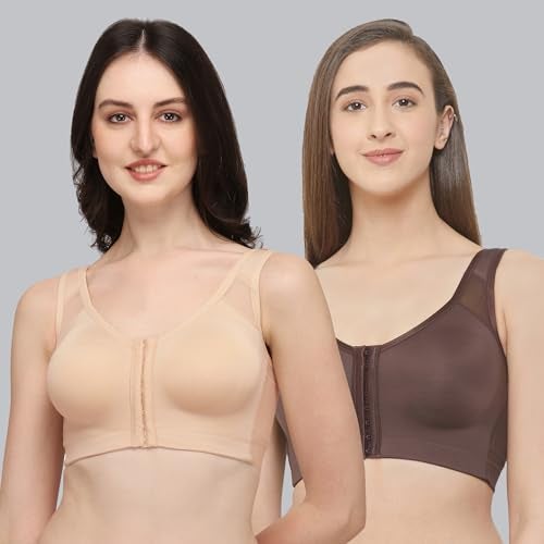 SOIE Women Front Closure Full Coverage Non Padded Non Wired Posture Correction Bra(Combo CB-334FUDGE/NUDE XXL) - Image 2