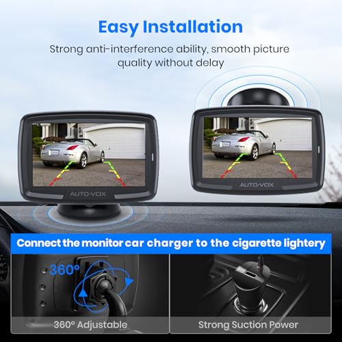 AUTO-VOX CS-2 Wireless Backup Camera with 4.3" Car Monitor, Easy Install Stable Digital Signal Back Up Camera System, Super Night Vision Reverse Cam for Truck, SUV, Van, Trailer - Image 4